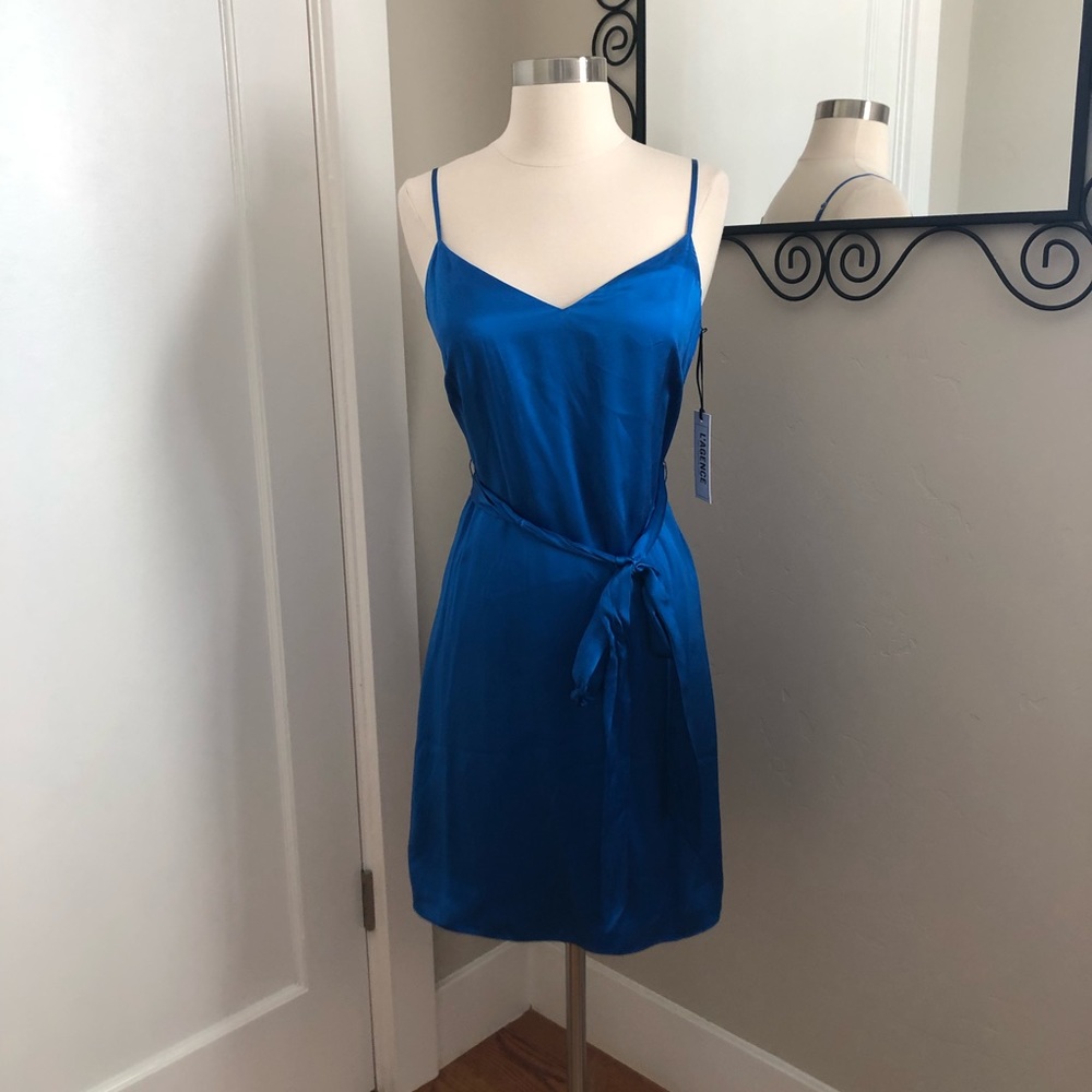 L’AGENCE blue silk minidress